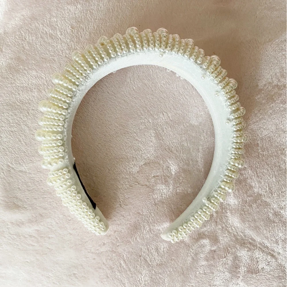 NWOT Pearl Padded Headband White Cream Classic Handmade Wedding Spring